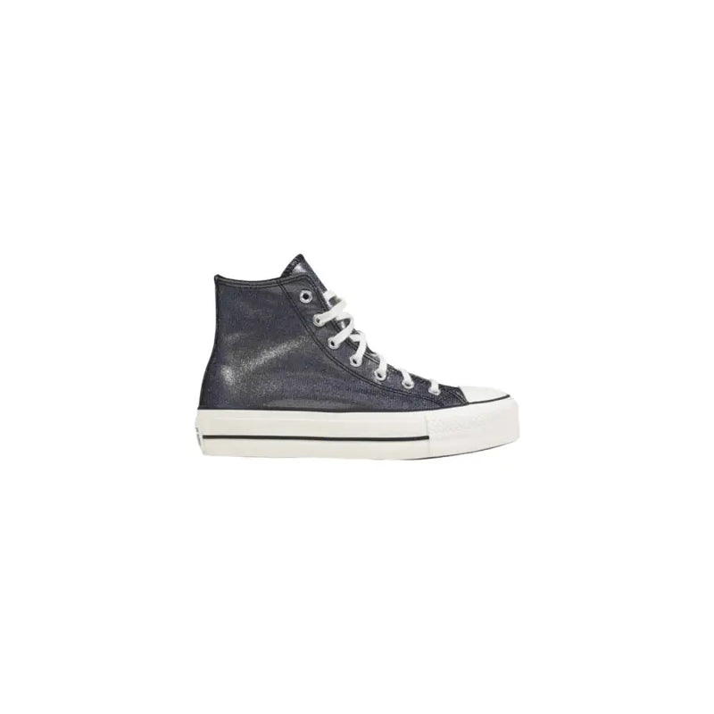 Converse black platform high-top sneaker with patent leather and thick sole