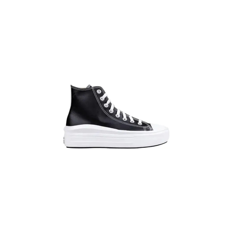 Converse black high-top platform sneakers for women, glossy synthetic finish