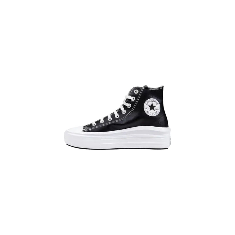 Converse Women Black Platform High-Top Sneakers with Glossy Finish