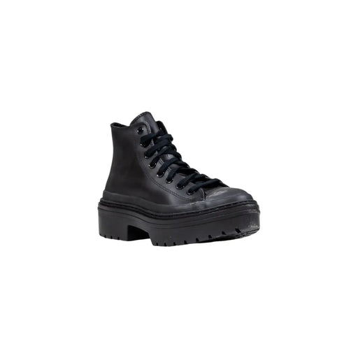 Converse Bottines à plateforme en cuir noir pour femmes, dotées d'une tige haute et épaisse.top conception de baskets