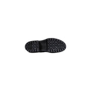 Black rubber sole with diamond-patterned tread and embossed branding on converse women leather platform ankle boots