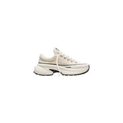 Converse women slip on fabric sneakers white cream-colored canvas with chunky white rubber sole and black accents