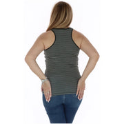 Converse femmes tank top Débardeur en coton gris à rayures horizontales gris foncé et noires et encolure arrondie