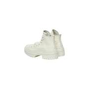 White Converse All-Star platform high-top sneakers with faux leather and laces