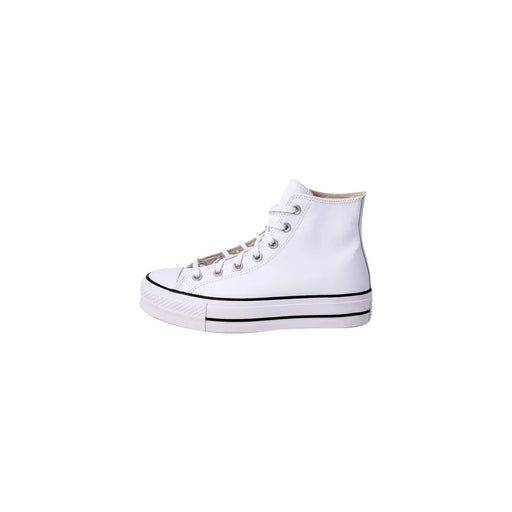 Converse Baskets compensées blanches en polyuréthane pour femmes avec tige hautetop Semelle et œillets en caoutchouc noir