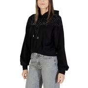 County Of Milan black cropped cotton hoodie with sparkling wing shoulders