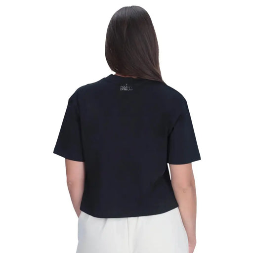 County Of Milan black rhinestone cotton crop top t-shirt