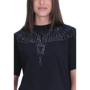 County Of Milan black rhinestone cotton T-shirt with silver wing design