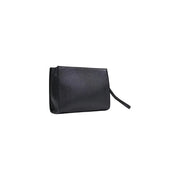 Sac à main homme County of Milan en similicuir noir texturé avec dragonne, 26 x 19 x 7 cm