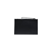 Pochette pour homme County of Milan en similicuir noir, design minimaliste et dragonne, dimensions : 30 x 20 x 0,3 cm