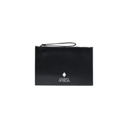Pochette homme County of Milan en similicuir noir avec dragonne et logo blanc, 30 x 20 x 0,3 cm
