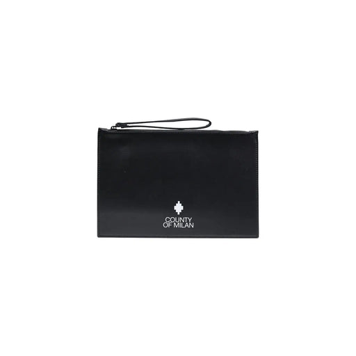 Pochette homme County of Milan en similicuir noir avec dragonne et logo blanc, 30 x 20 x 0,3 cm