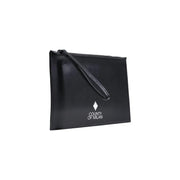 Pochette homme County of Milan en similicuir noir avec dragonne et logo blanc, 30 x 20 x 0,3 cm
