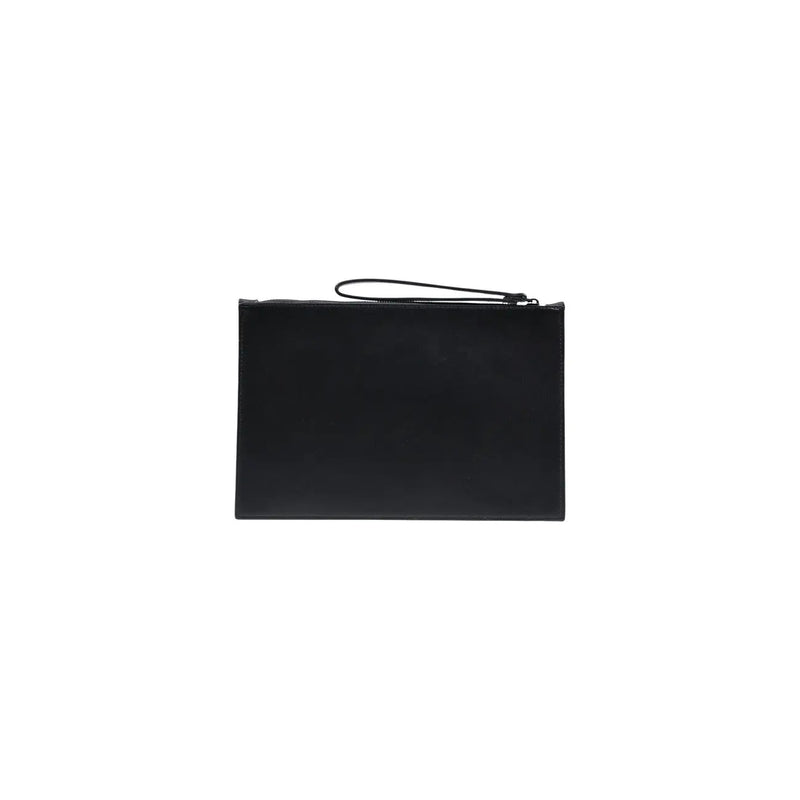 Pochette pour homme County of Milan en similicuir noir, design minimaliste et dragonne, 30 x 20 cm