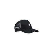 Casquette de baseball style trucker en coton mélangé noir du comté de Milan avec logo brodé blanc sur le devant