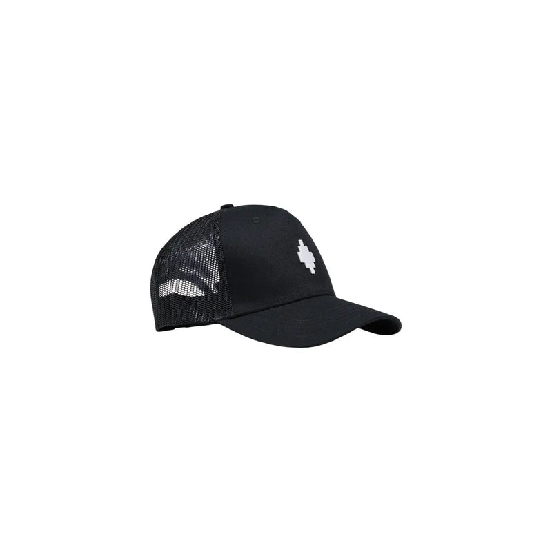 Casquette de baseball style trucker en coton mélangé noir du comté de Milan avec logo brodé blanc sur le devant
