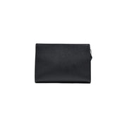 Sac homme County of Milan en similicuir noir imprimé 26x19x7, comprenant une pochette en cuir texturé noir au design minimaliste
