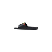 Sandales à enfiler pour homme County of Milan en caoutchouc synthétique noir avec un motif de flammes éclatant sur la bride
