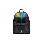 Sac à dos homme County Of Milan en nylon noir, orné d'un ange aux ailes arc-en-ciel et du logo de la marque, 38 x 42 x 15 cm