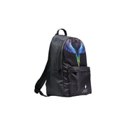 Sac à dos homme County of Milan en nylon noir avec imprimé ailes bleu-vert irisé sur le devant, 38 x 42 x 15 cm