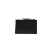 Pochette pour homme County of Milan en similicuir noir, au design minimaliste et avec dragonne, mesurant 30 x 20 cm.