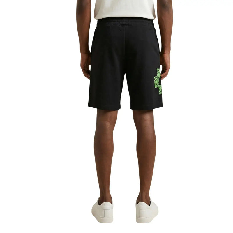 Short County of Milan pour homme, noir avec motif vert sur le côté, vue de profil