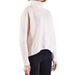 Cream-colored ribbed turtleneck sweater displayed in the product listing