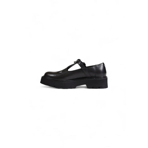 Sandales en cuir noir pour femmes, style Mary Jane à plateforme, semelle épaisse et bride en T.