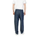 Dark blue denim pants with drawstring waist for men’s casual wear