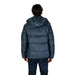 Dark blue hooded puffer jacket displayed in Navy Blue Hooded Puffer Jacket product image