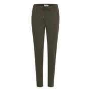 Dark green slim-fit sweatpants with drawstring waist - Ichi Women Trousers