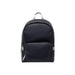 Dark leather backpack with silver and gray accents showcasing a stylish and durable design