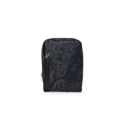 Black Patterned World Map Crossbody Bag showing detailed dark world map design