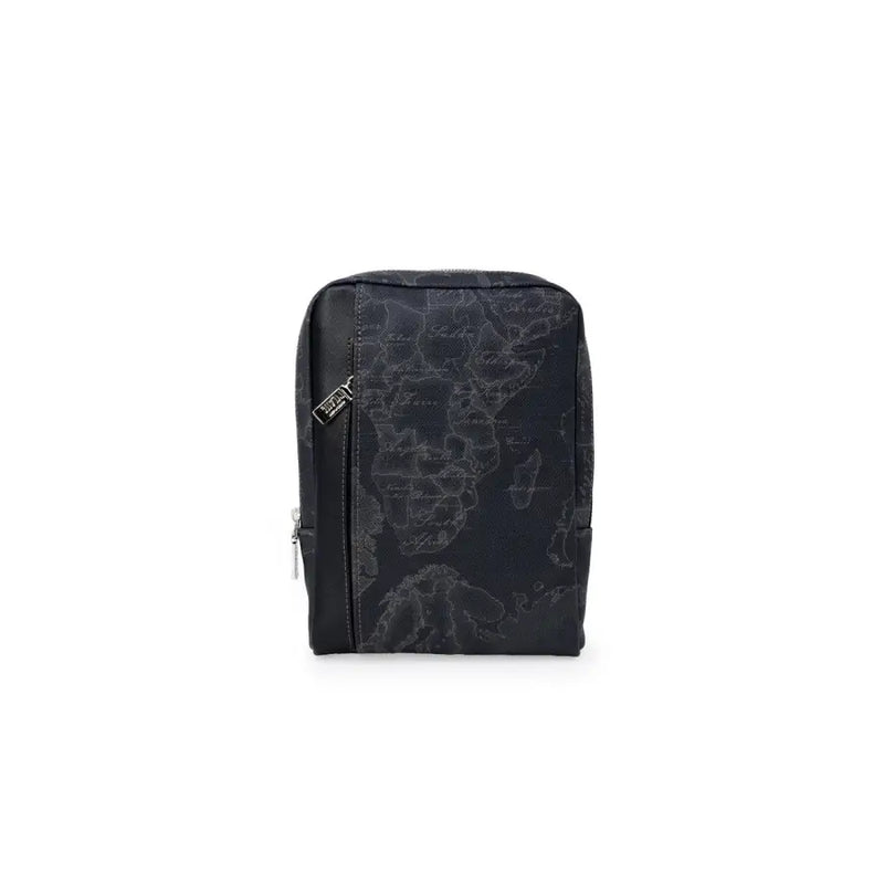 Black Patterned World Map Crossbody Bag showing detailed dark world map design
