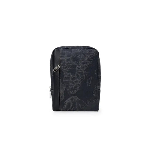Black Patterned World Map Crossbody Bag showing detailed dark world map design