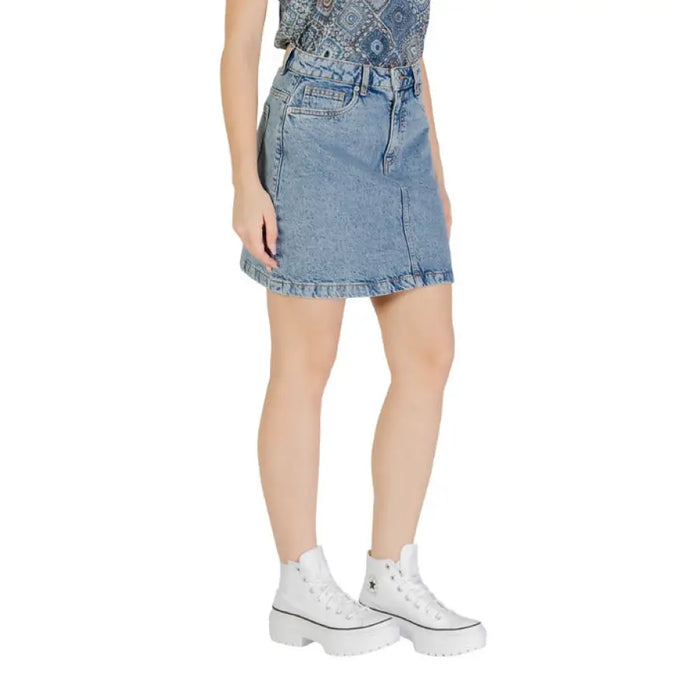 Light Blue Denim Mini Skirt displayed in a stylish women’s fashion collection