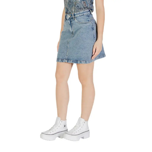 Light Blue Denim Mini Skirt showcasing a stylish and trendy casual fashion piece