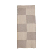 Desigual beige checked women skirt in ribbed knit with taupe geometric pattern of solid squares and striped panels