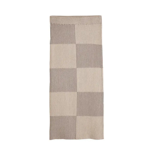 Jupe Desigual beige à carreaux pour femme avec motif serviette en maille côtelée taupe