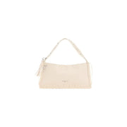 Sac à main Desigual beige en polyester texturé crème, avec franges et poche zippée