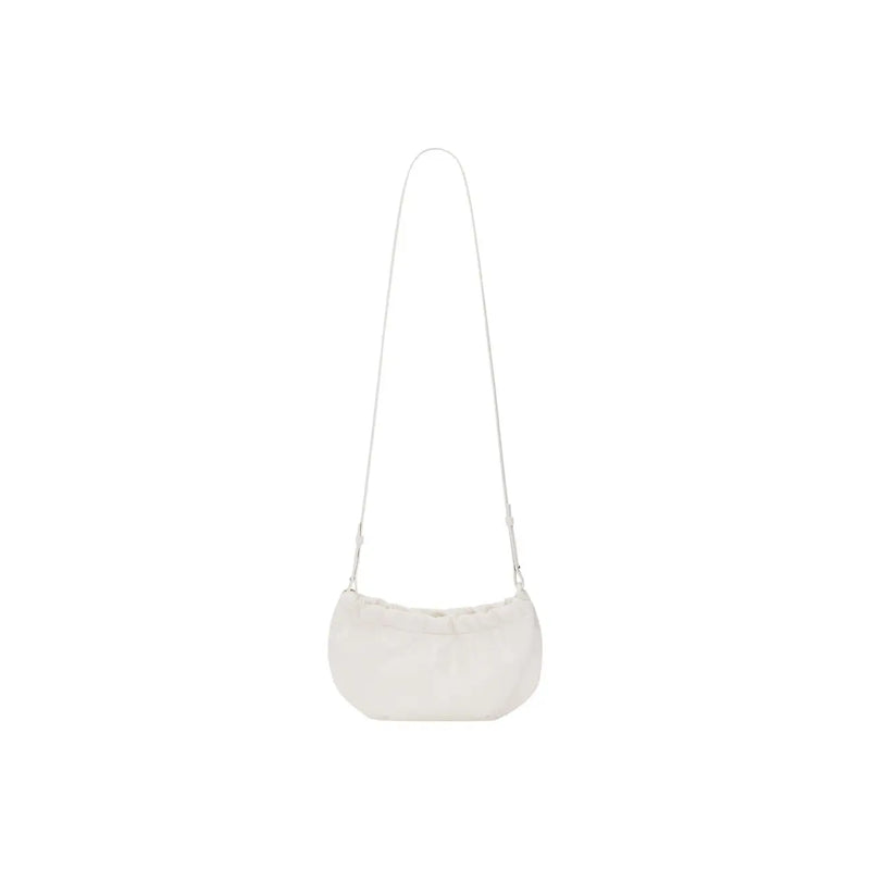 Desigual beige polyester shoulder bag with soft off-white faux fur and slender silver chain crossbody strap