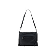 Desigual black leather crossbody handbag with braided detailing shoulder strap and front zipper pockets