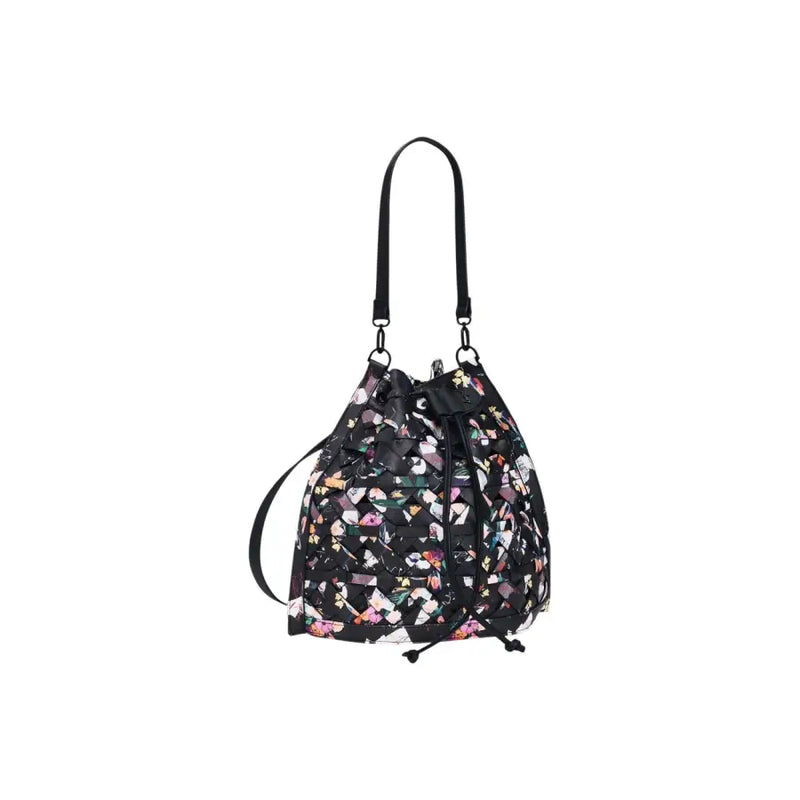 Sac seau Desigual en coton noir multicolore à cordon de serrage et motif floral