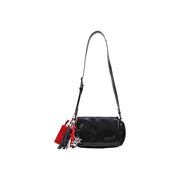 Sac bandoulière Desigual en cuir noir brillant avec pompon rouge et étoile argentée