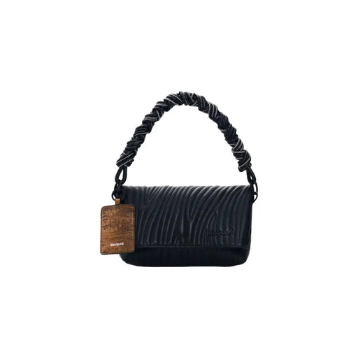 Sac à main matelassé Desigual en polyuréthane noir avec anse en corde tressée