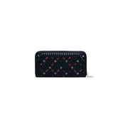 Desigual black polyurethane wallet with red silver studs and zip pockets