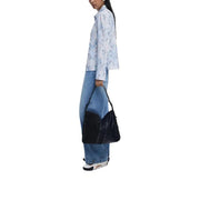 Black textured shoulder bag from Desigual with polyurethane finish and zip closure