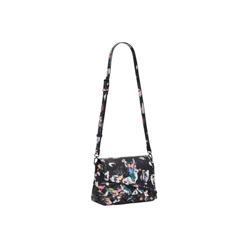 Sac bandoulière Desigual en coton imprimé noir à motif floral éclatant