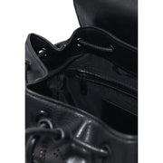 Desigual black leather bucket bag with drawstring closure and internal zippered compartment for women