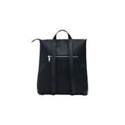 Black square-shaped Desigual backpack with two shoulder straps and top handle for women